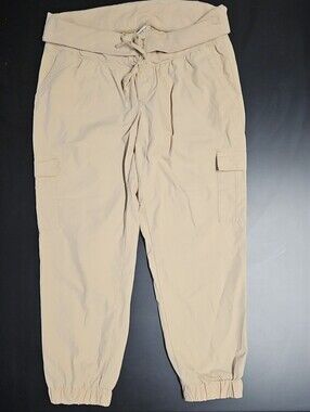 Old Navy Maternity Cargo Jogger Pants - Beige Casual Drawstring Waist Large